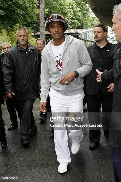 Yannick Noah arrives at the 'Village', the VIP area of the French Open at the Roland Garros arena on May 27, 2008 in Paris, France.
