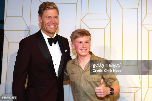 Dr Chris Brown and Robert Irwin pose at the 60th Annual Logie Awards at The Star Gold Coast on July 1, 2018 in Gold Coast, Australia.