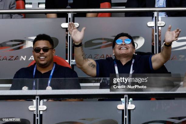 Ronaldo and Diego Maradona during the 2018 FIFA World Cup Russia Round of 16 match between France and Argentina at Kazan Arena on June 30, 2018 in...