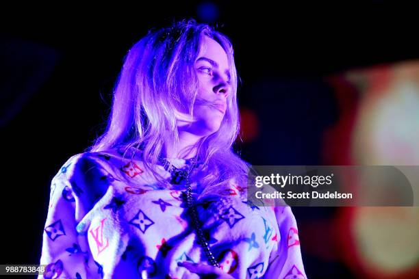 Singer Billie Eilish performs onstage during the Agenda Festival on June 30, 2018 in Long Beach, California.