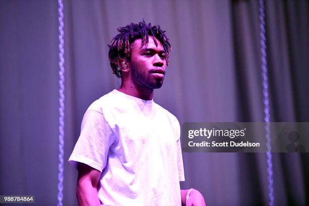 Rapper Kevin Abstract of the hip hop collective Brockhampton performs onstage during the Agenda Festival on June 30, 2018 in Long Beach, California.