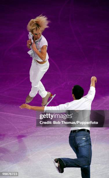 Aliona Savchenko and Robin Szolkowy of Germany perform at the Exhibition Gala following the Olympic figure skating competition at Pacific Coliseum on...