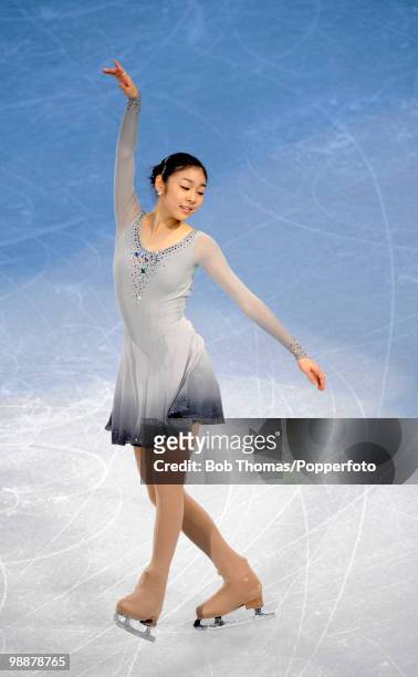 Yu-Na Kim of Korea performs at the Exhibition Gala following the Olympic figure skating competition at Pacific Coliseum on February 27, 2010 in...