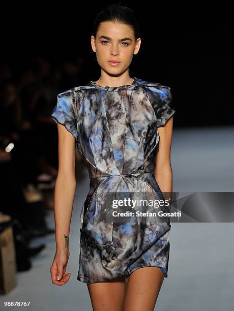 Model Bambi Northwood Blyth showcases designs on the catwalk during the Michael Lo Sordo collection show on the fourth day of Rosemount Australian...