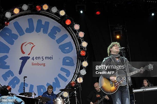 Dutch singer Guus Meeuwis performs on stage on Liberation Day in Roermond, May 5, 2010. Liberation Day is celebrated each year on May 5 in the...