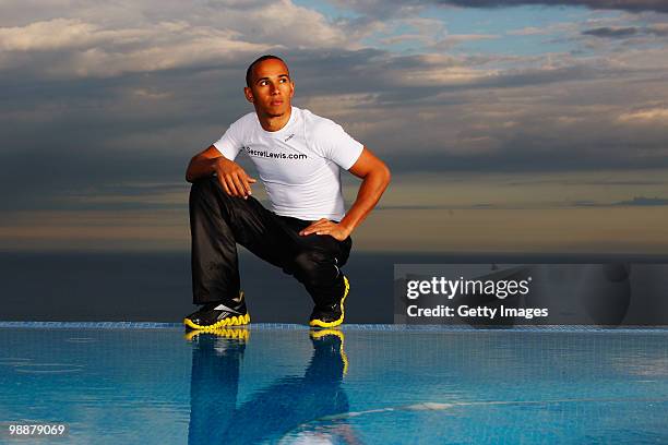 Lewis Hamilton wears his new ZigTech trainers to kick off Episode 2 of his new alternate reality game from Reebok,on May 05, 2010 in Barcelona,...