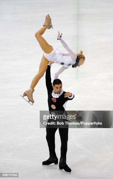 Aliona Savcgenko and Robin Szolkowy of Germany compete in the figure skating pairs short program on day 3 of the Vancouver 2010 Winter Olympics at...