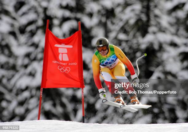 Jan Hudec of Canada competes in the Alpine skiing Men's Downhill at Whistler Creekside during the Vancouver 2010 Winter Olympics on February 15, 2010...