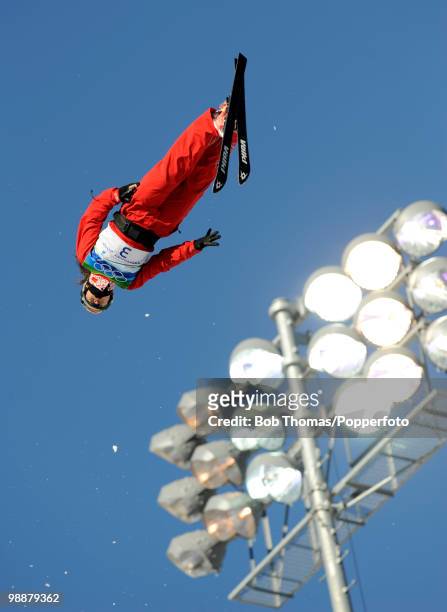 Mengtao Xu of China competes in the freestyle skiing ladies' aerials qualification on day 9 of the Vancouver 2010 Winter Olympics at Cypress Mountain...