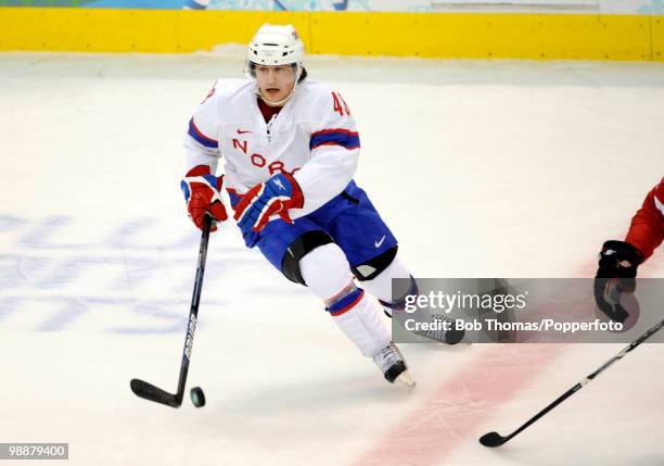 Mats Zuccarello Assen of Norway during the Canada v Norway ice hockey men's preliminary game on day 5 of the Vancouver 2010 Winter Olympics at Canada...