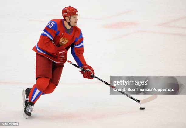 Sergei Gonchar of Russia during the ice hockey men's preliminary game between Russia and the Czech Republic on day 10 of the Vancouver 2010 Winter...