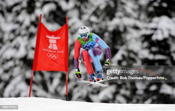 Marco Buechel of Liechtenstein competes in the Alpine skiing Men's Downhill at Whistler Creekside during the Vancouver 2010 Winter Olympics on...