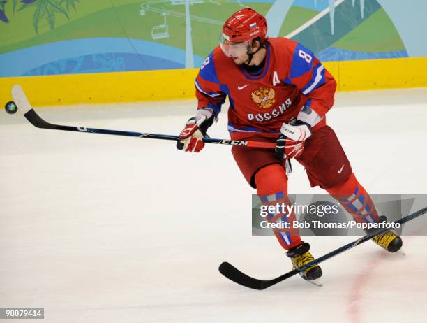 Alexander Ovechkin of Russia during the ice hockey men's preliminary game between Russia and the Czech Republic on day 10 of the Vancouver 2010...