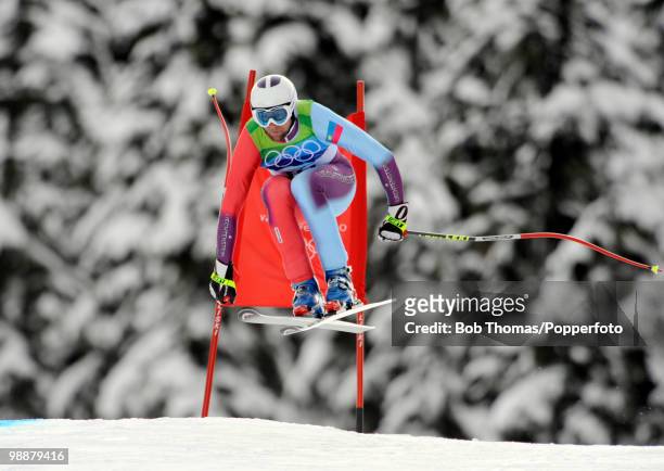 Marco Buechel of Liechtenstein competes in the Alpine skiing Men's Downhill at Whistler Creekside during the Vancouver 2010 Winter Olympics on...