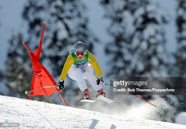 Gina Stechert of Germany competes during the Alpine Skiing Ladies Downhill on day 6 of the Vancouver 2010 Winter Olympics at Whistler Creekside on...