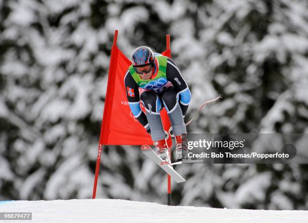 Aksel Lund Svindal of Norway competes in the Alpine skiing Men's Downhill at Whistler Creekside during the Vancouver 2010 Winter Olympics on February...