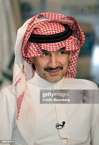 Saudi Prince Alwaleed bin Talal, speaks during an interview at the Kingdom Center in Riyadh, Saudi Arabia, on Tuesday, April 27, 2010. Alwaleed said...