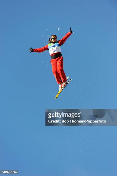 Mengtao Xu of China competes in the freestyle skiing ladies' aerials qualification on day 9 of the Vancouver 2010 Winter Olympics at Cypress Mountain...
