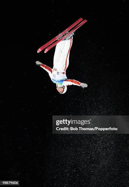 Kyle Nissen of Canada competes during the freestyle skiing men's aerials qualification on day 11 of the Vancouver 2010 Winter Olympics at Cypress...