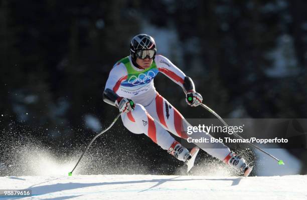 Michael Walchhofer of Austria competes in the men's alpine skiing Super-G on day 8 of the Vancouver 2010 Winter Olympics at Whistler Creekside on...