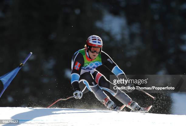 Kjetil Jansrud of Norway competes in the men's alpine skiing Super-G on day 8 of the Vancouver 2010 Winter Olympics at Whistler Creekside on February...