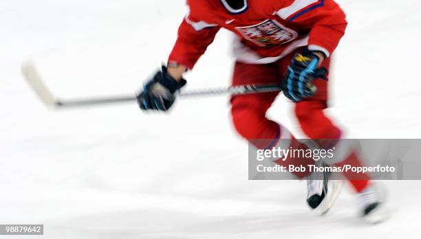 Motion blur action during the ice hockey men's quarter final game between Finland and the Czech Republic on day 13 of the Vancouver 2010 Winter...