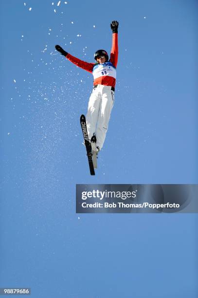 Tanja Schaerer of Switzerland competes in the freestyle skiing ladies' aerials qualification on day 9 of the Vancouver 2010 Winter Olympics at...