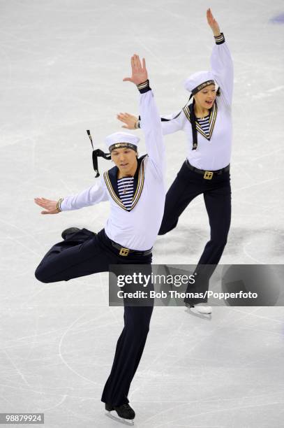 Ekaterina Bobrova and Dmitri Soloviev of Russia compete in the figure skating ice dance - original dance on day 10 of the Vancouver 2010 Winter...