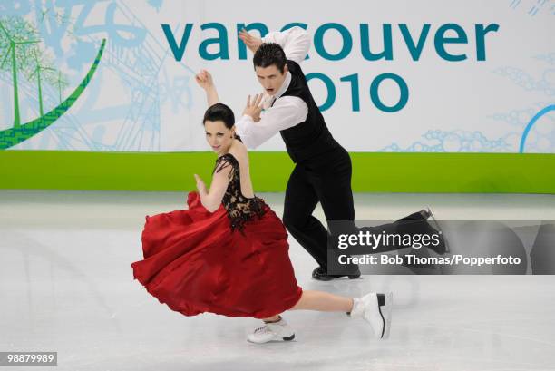 Tessa Virtue and Scott Moir of Canada compete in the figure skating ice dance - original dance on day 10 of the Vancouver 2010 Winter Olympics at the...