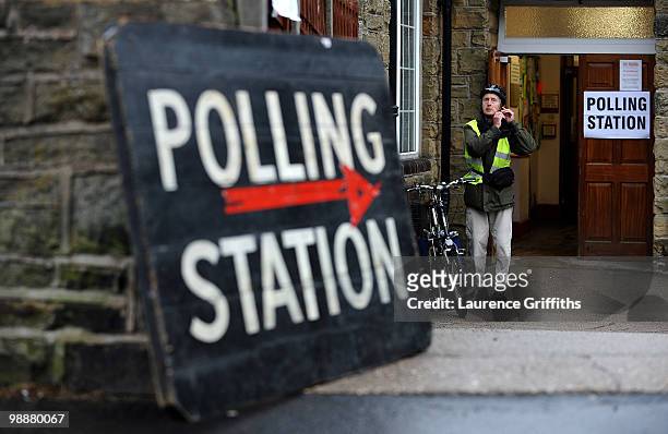 Members of the public cast their vote shortly before Liberal Democrat Leader Nick Clegg at Bents Green Methodist Church on May 6, 2010 in Sheffield,...