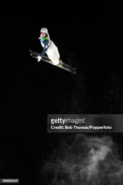 David Morris of Australia competes during the freestyle skiing men's aerials qualification on day 11 of the Vancouver 2010 Winter Olympics at Cypress...
