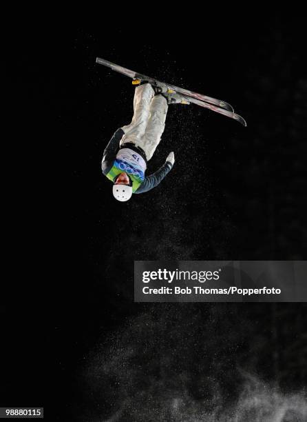 David Morris of Austrlalia competes during the freestyle skiing men's aerials qualification on day 11 of the Vancouver 2010 Winter Olympics at...