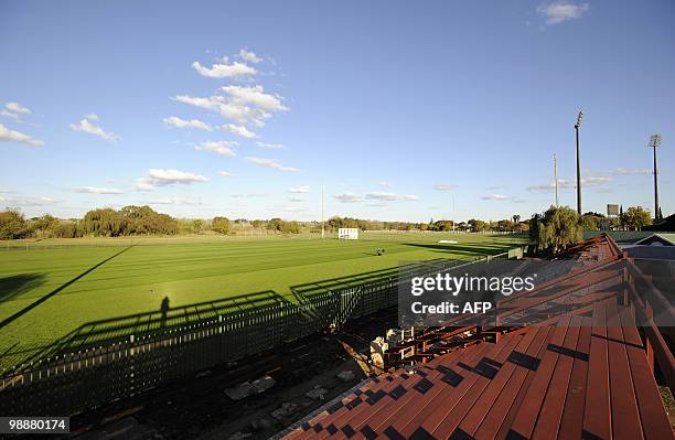 This picture taken on May 4, 2010 shows the training field at NWU campus in Potchefstroom where Spain's national football team will train during the...