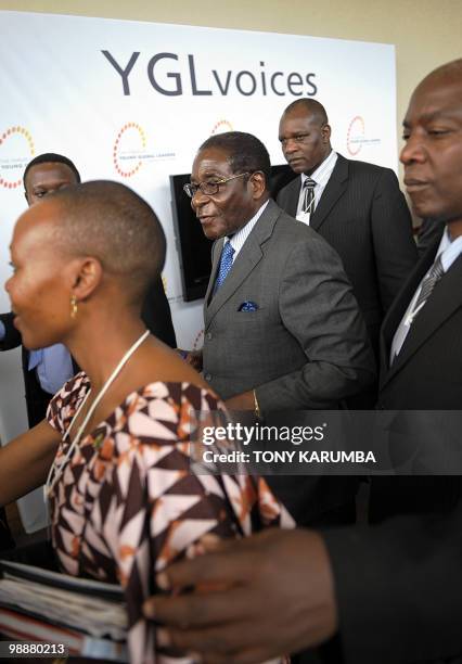 Zimbabwe President, Robert Mugabe leaves on May 6, 2010 following a closed-door session with Zimbabawe Prime Minister, Morgan Tsivangirai at the...