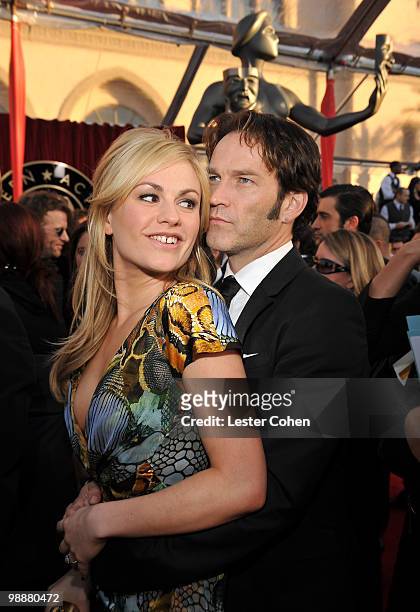 Actors Anna Paquin and Stephen Moyer arrive to the TNT/TBS broadcast of the 16th Annual Screen Actors Guild Awards held at the Shrine Auditorium on...