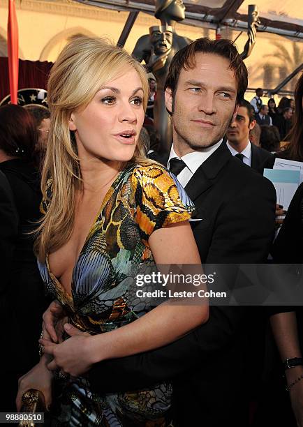 Actors Anna Paquin and Stephen Moyer arrive to the TNT/TBS broadcast of the 16th Annual Screen Actors Guild Awards held at the Shrine Auditorium on...