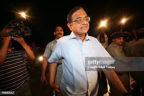 Union Home Minister P Chidambaram arrives to attend an anti-Maoists programme at the Jawahar Lal Nehru University campus in New Delhi on May 5, 2010....