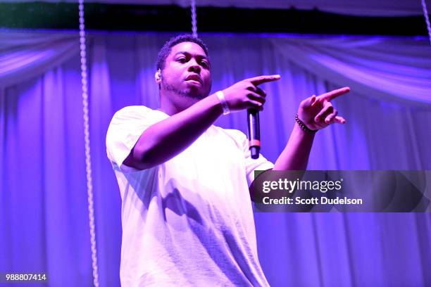 Rapper Dom McLennon of the hip hop collective Brockhampton performs onstage during the Agenda Festival on June 30, 2018 in Long Beach, California.