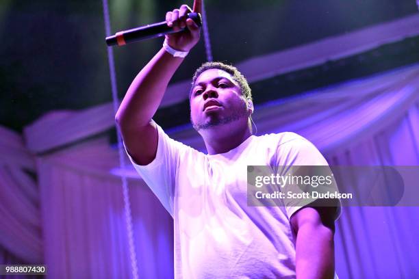Rapper Dom McLennon of the hip hop collective Brockhampton performs onstage during the Agenda Festival on June 30, 2018 in Long Beach, California.