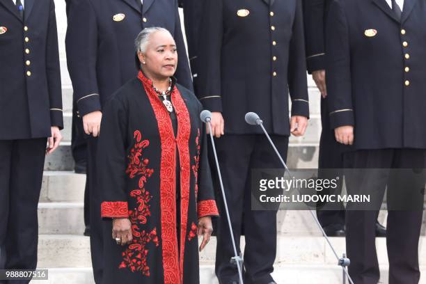 Opera singer Barbara Hendricks performs during the burial ceremony for former French politician and Holocaust survivor Simone Veil and her husband...
