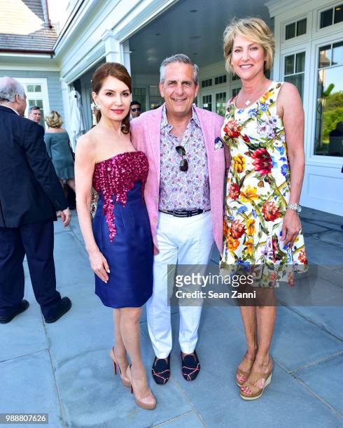Jean Shafiroff, Greg D'Elia and Malanie Wambold attend Jean And Martin Shafiroff Host Cocktails For Stony Brook Southampton Hospital on June 30, 2018...