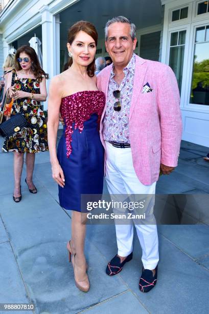 Jean Shafiroff and Greg D'Elia attend Jean And Martin Shafiroff Host Cocktails For Stony Brook Southampton Hospital on June 30, 2018 in Southampton,...