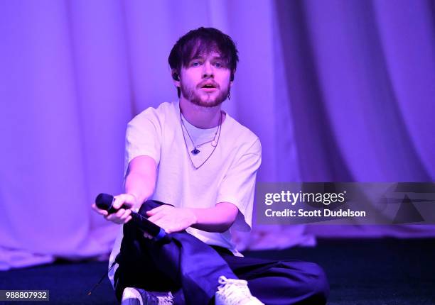 Singer Ciaran 'Bearface' McDonald of the hip hop collective Brockhampton performs onstage during the Agenda Festival on June 30, 2018 in Long Beach,...