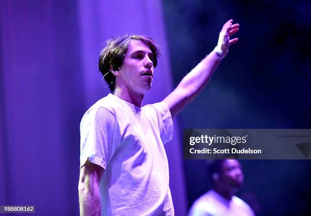 Singer Matt Champion of the hip hop collective Brockhampton performs onstage during the Agenda Festival on June 30, 2018 in Long Beach, California.