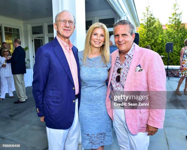 Jim Freeman, Laura Lofaro Freeman and Greg D'Elia attend Jean And Martin Shafiroff Host Cocktails For Stony Brook Southampton Hospital on June 30,...