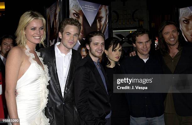 Rebeccan Romijn-Stamos, Shawn Ashmore, Aaron Stanford, Anna Paquin, Bryan Singer and Hugh Jackman