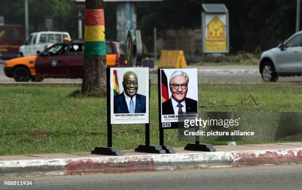 Pictures of German President Frank-Walter Steinmeier and the president of the Republic of Ghana, Nana Akufo-Addo, stand at a street intersection in...