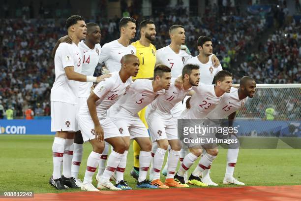 Pepe of Portugal, William Carvalho of Portugal, Jose Fonte of Portugal, goalkeeper Rui Patricio of Portugal, Cristiano Ronaldo of Portugal, Goncali...