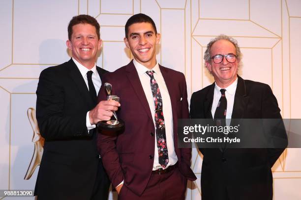 Romper Stomper cast poses with the award for most outstanding miniseries at the 60th Annual Logie Awards at The Star Gold Coast on July 1, 2018 in...