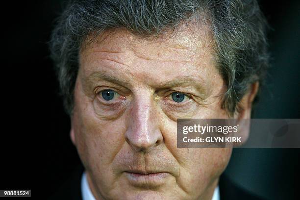 Fulham's English manger Roy Hodgson looks on before their English Premier League football match against Stoke at Craven Cottage, London, England, on...